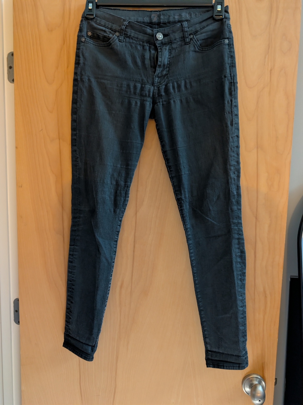 7 For All Mankind Black Skinny Jeans - Mid Rise